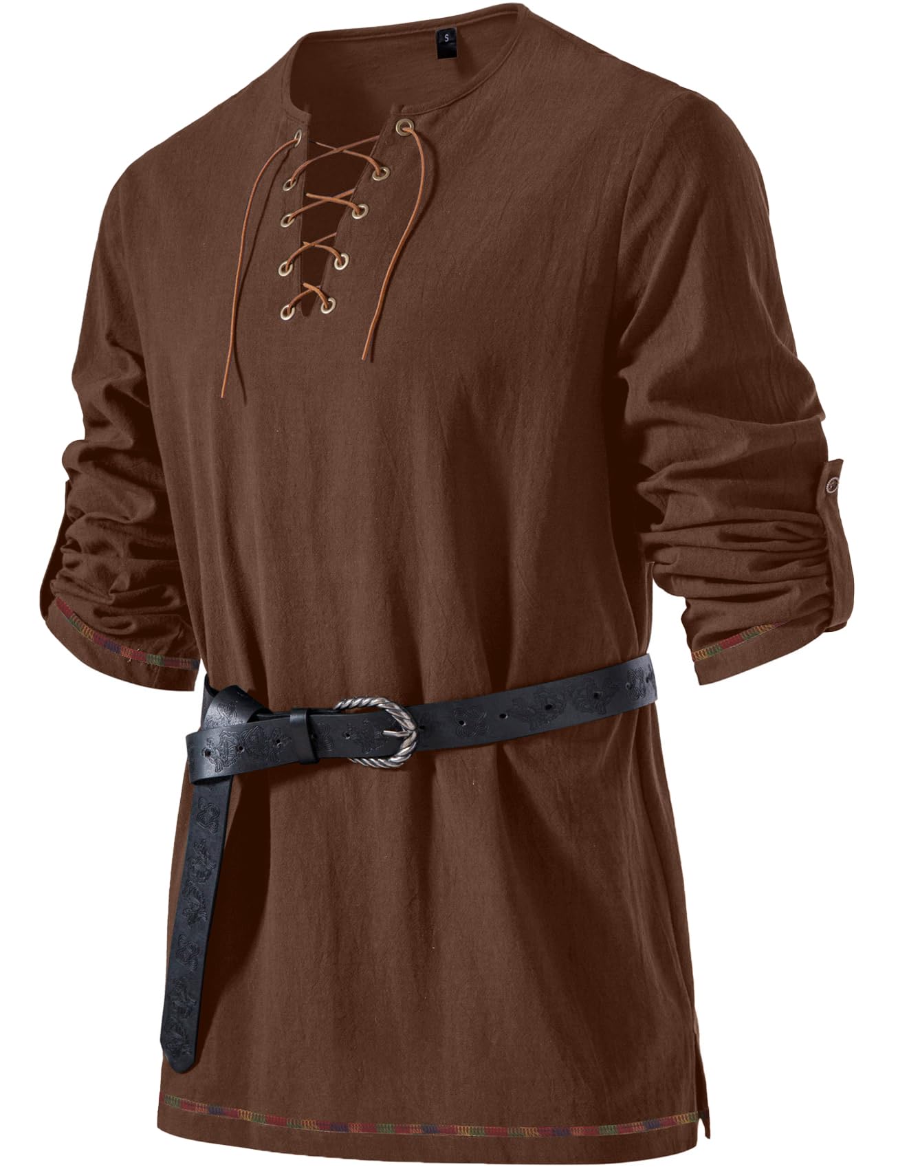 JEMITOP Mens Pure Cotton Vintage Shirt Renaissance Costume Without Belt