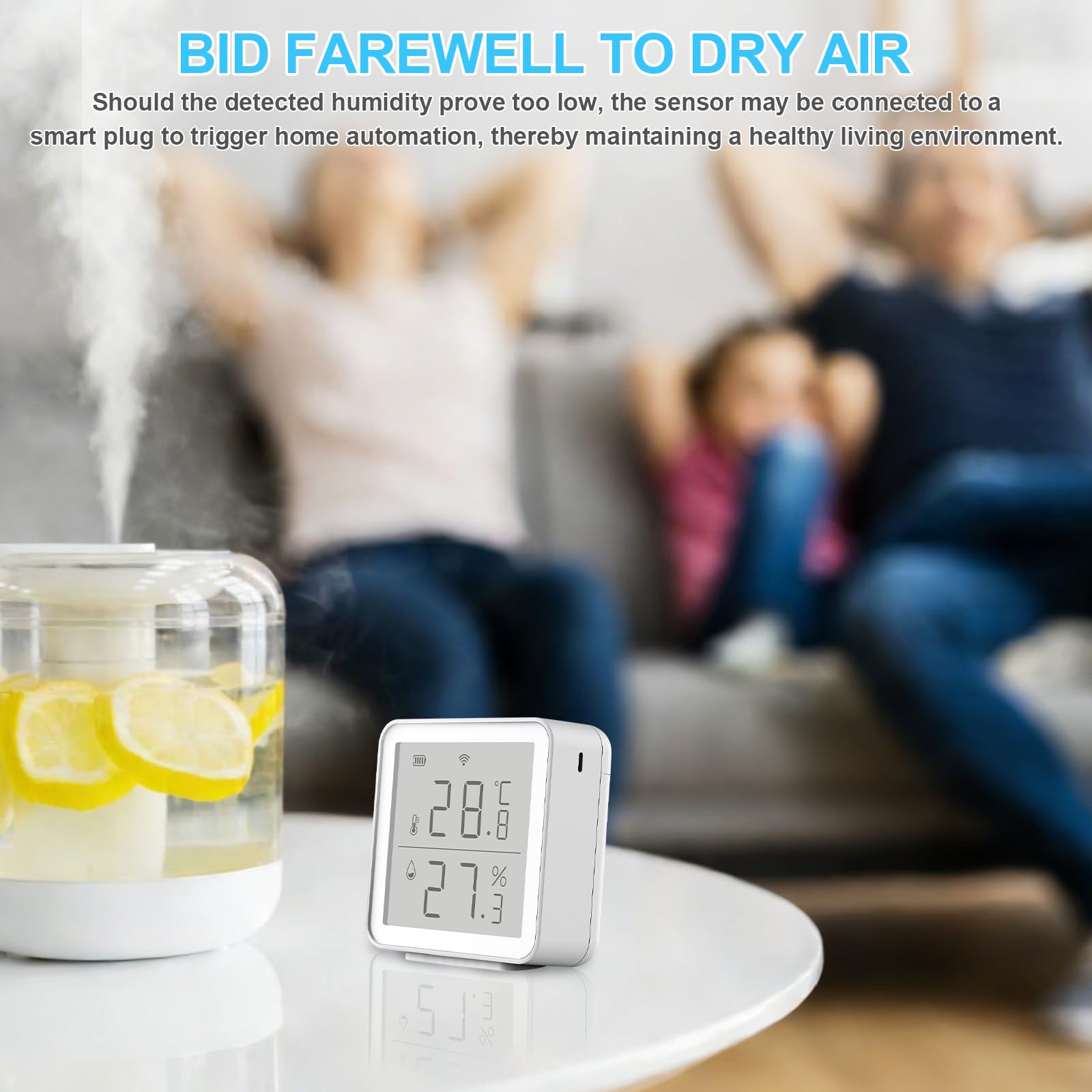 Termómetro Higrómetro WiFi, Sensor Digital Temperatura WiFi 2.4G, Termometro Smartlife,Compatible con Alexa/Google Home/Tuya/smart life,Control Remoto,Casa Ambiente, Planta y Mascota — view 4