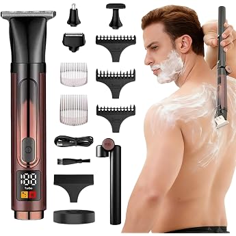 Elektrischer R ckenrasierer f r Herren 4-in-1 K rperpflegeset K rperhaartrimmer mit verstellbarem Verl ngerungsgriff wasserfest kabellos USB-K rperpflege-Set f r private Teile Bart R cken Nase