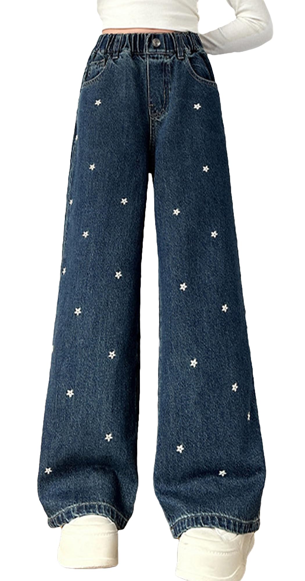 SEAUR Bambina Jeans Baggy Dritto Elasticizzati Pantaloni Denim Larghi Y2K Hip Hop Streetwear