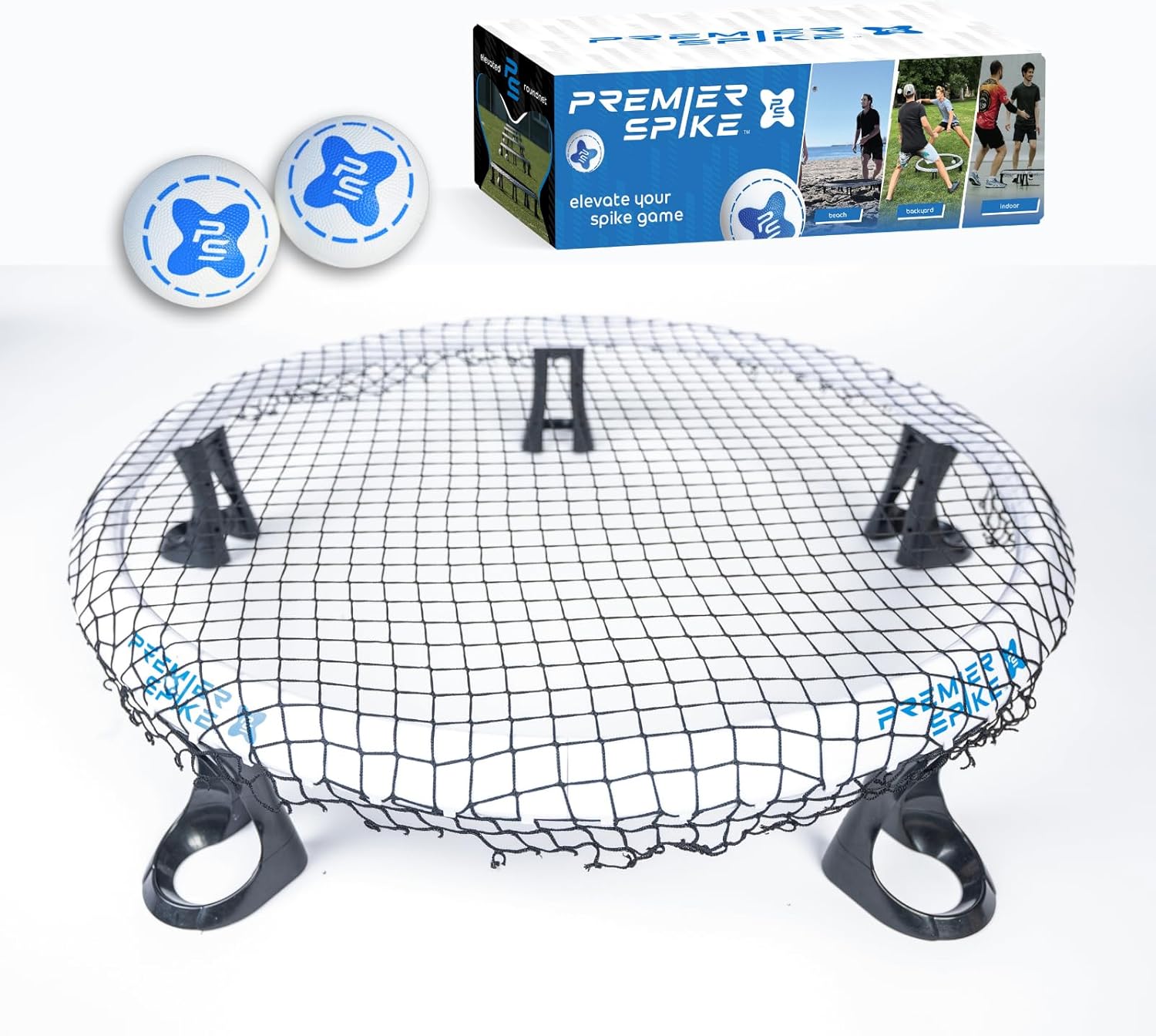 Roundnet Game Set - Top Set in Quality & Durability - Portable Outdoor Game for Beach, Backyard, Camping Game for Kids, Teens & Adults - Net, 2 Balls