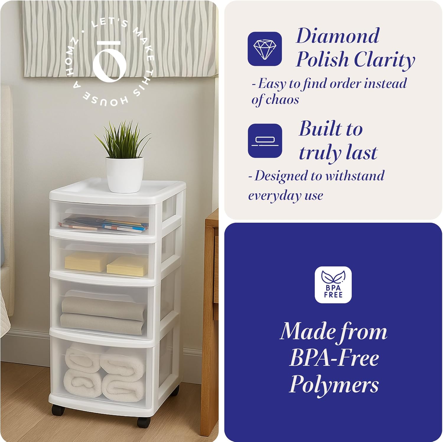 Clear Plastic Storage Organizer Cart