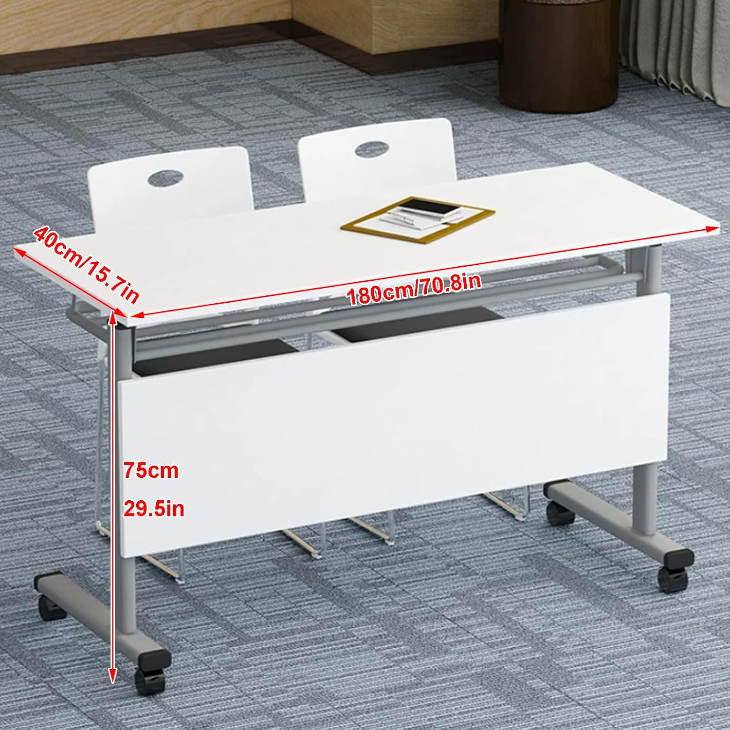 Modern Office Conference Meeting Room Table,Rectangular Meeting Room Table,Folding Conference Table,Large Rectangle Computer Desk,for Office,Meeting Room,classr(70.8 * 15.7in)
