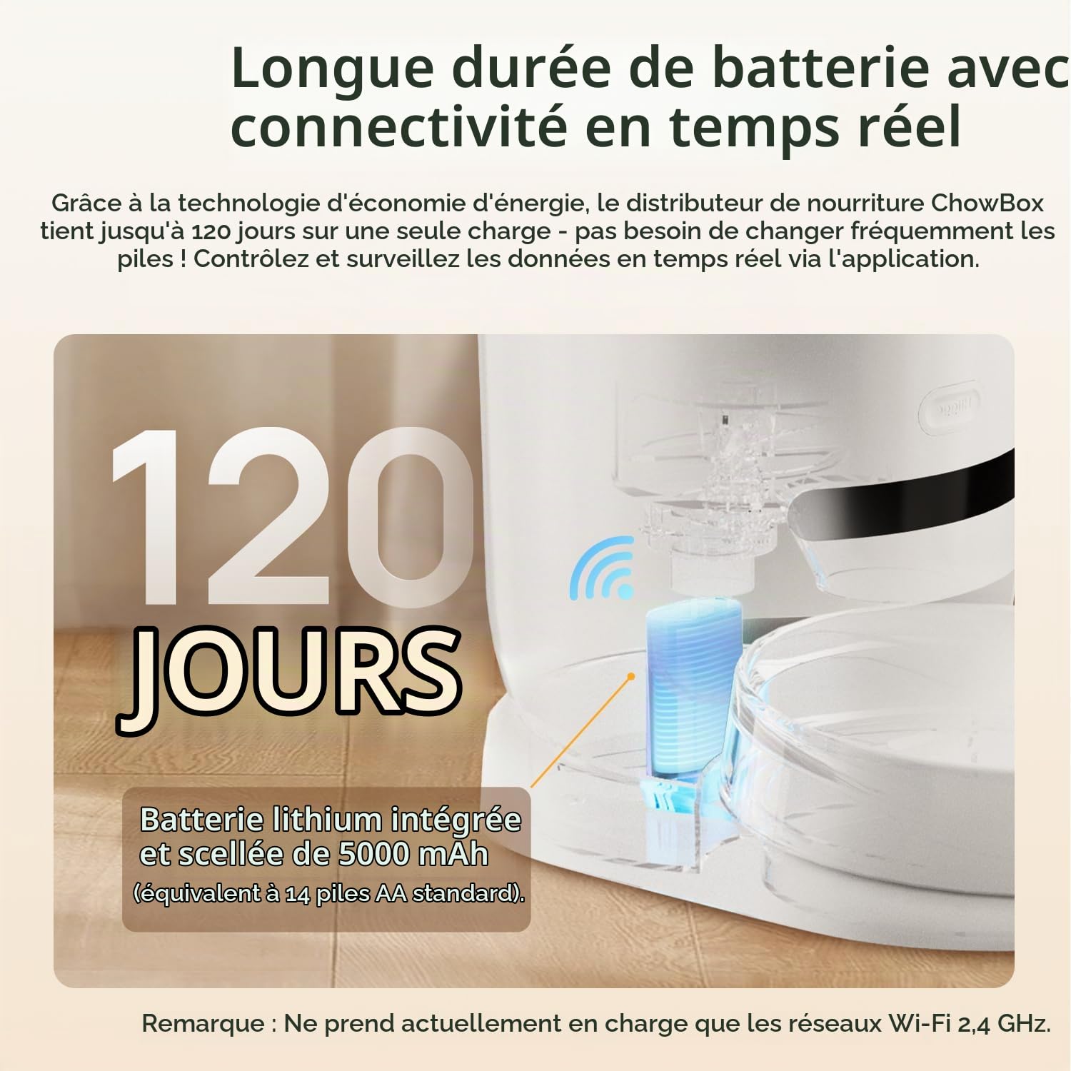 Distributeur Croquettes Chat Automatique,2.4G WiFi,4.3L Distributeur Automatique de Croquettes Chien avec APP,Plan d'alimentation AI,Bol en céramique - Blanc