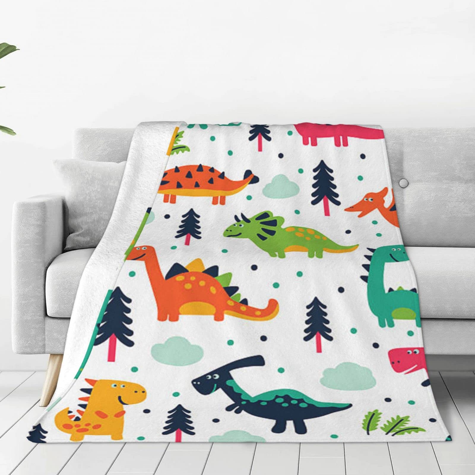 Couverture dinosaure anti-frisson flanelle douce pour peaux sensibles