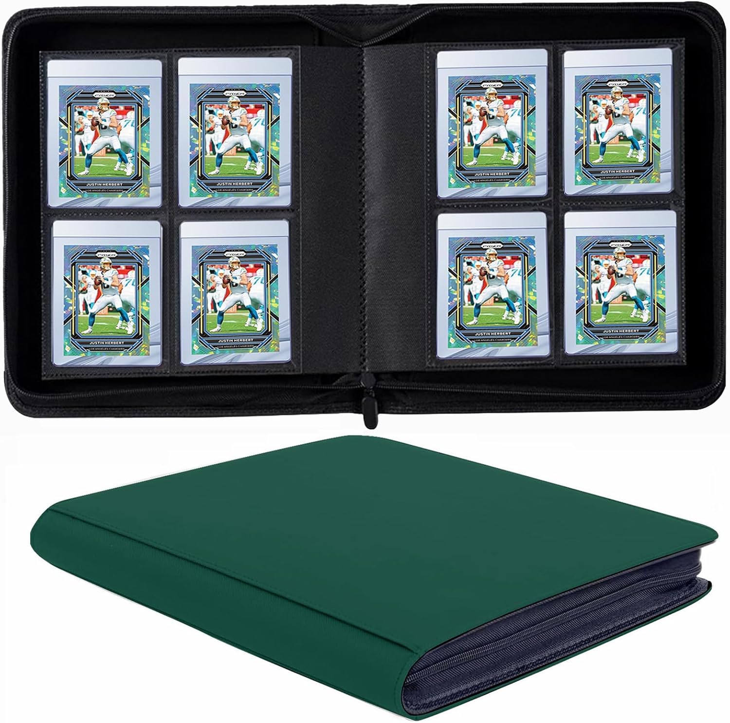 4-Pocket Card Binder for Semi Rigid Card, Ringless Card Binde Album Holds Semi Rigid Card Holder, Semi Rigid Card Holder Binder (Green)