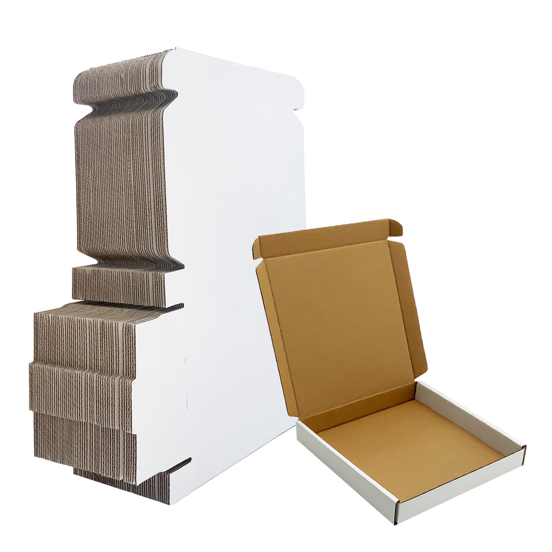 Cajas pequeñas de envío blancas de 7 x 7 x 1 pulgadas, paquete de 50 cajas de cartón para envíos a granel, suministros de embalaje de regalo, cajas de correo de negocios, regalos de negocios