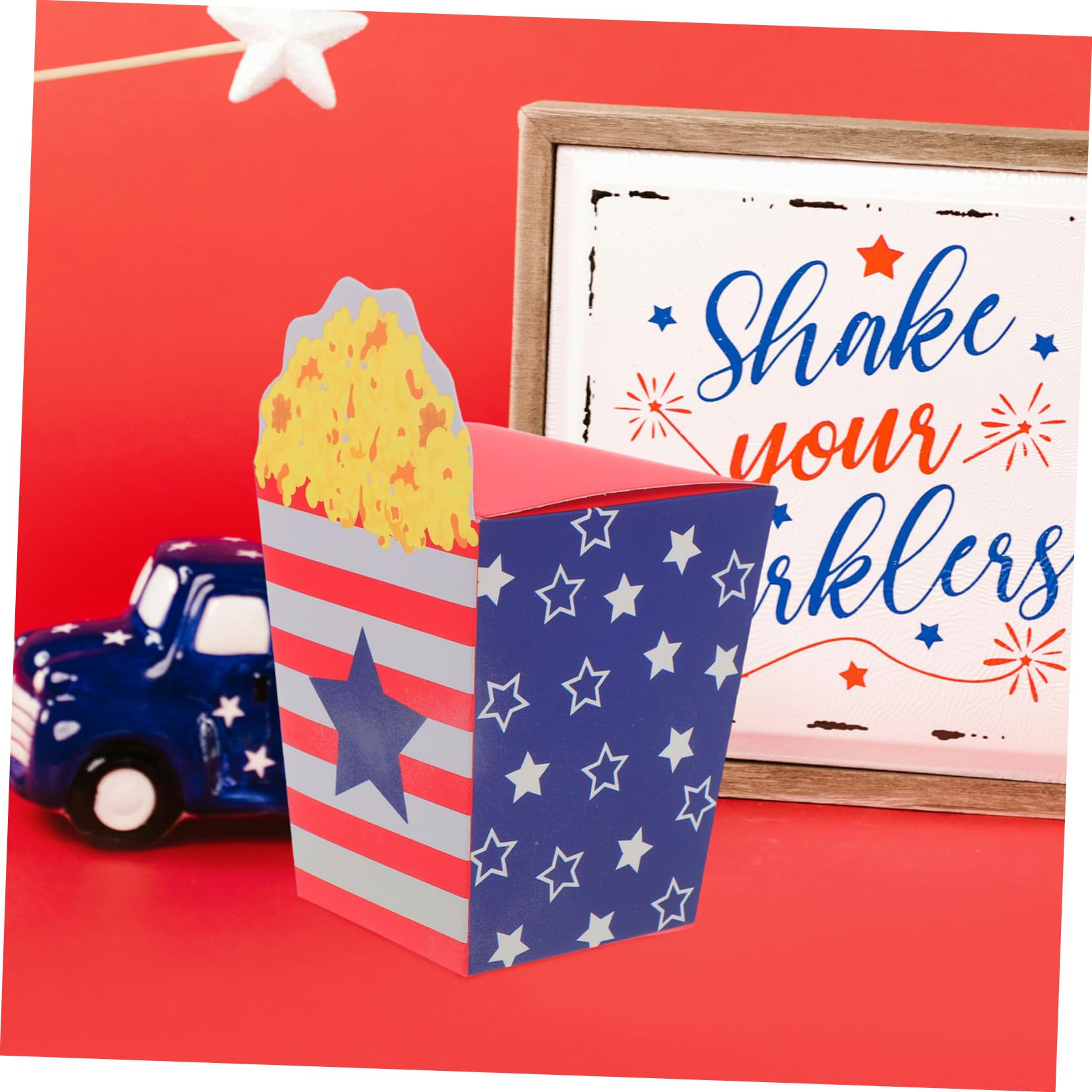 VICASKY 150 Stck. Teiliges Popcorn Boxen aus Papier Independence Day Design Faltbare Candy Container Bunte Party Popcorn Behälter für Snacks und Süßigkeiten