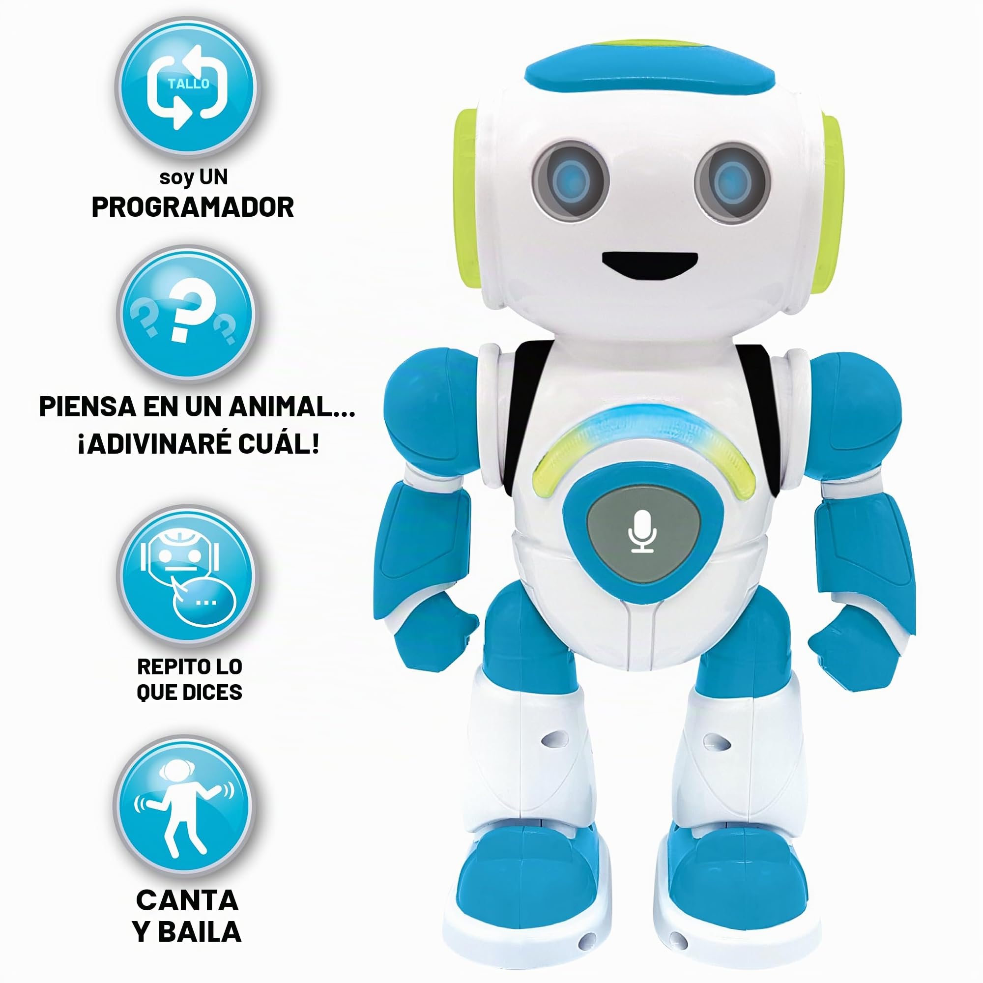 Lexibook Lexibook-ROB20IT Powerman Jr. Robot Inteligente Interactivo Que Lee en la Mente Juguete para Niños Bailando Música, Azul, Color