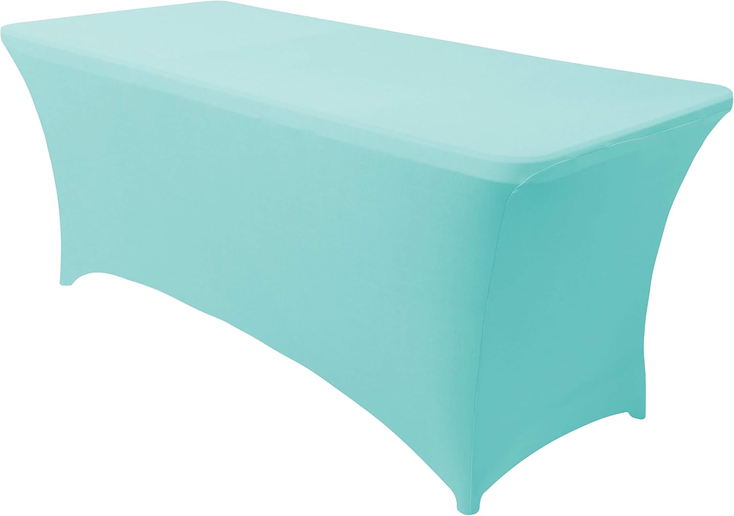 Obstal 8ft Stretch Spandex Table Cover for Standard Folding Tables - Universal Rectangular Fitted Tablecloth Protector for Party (Tiffany Blue, 96 Length x 30 Width x 30 Height Inches)