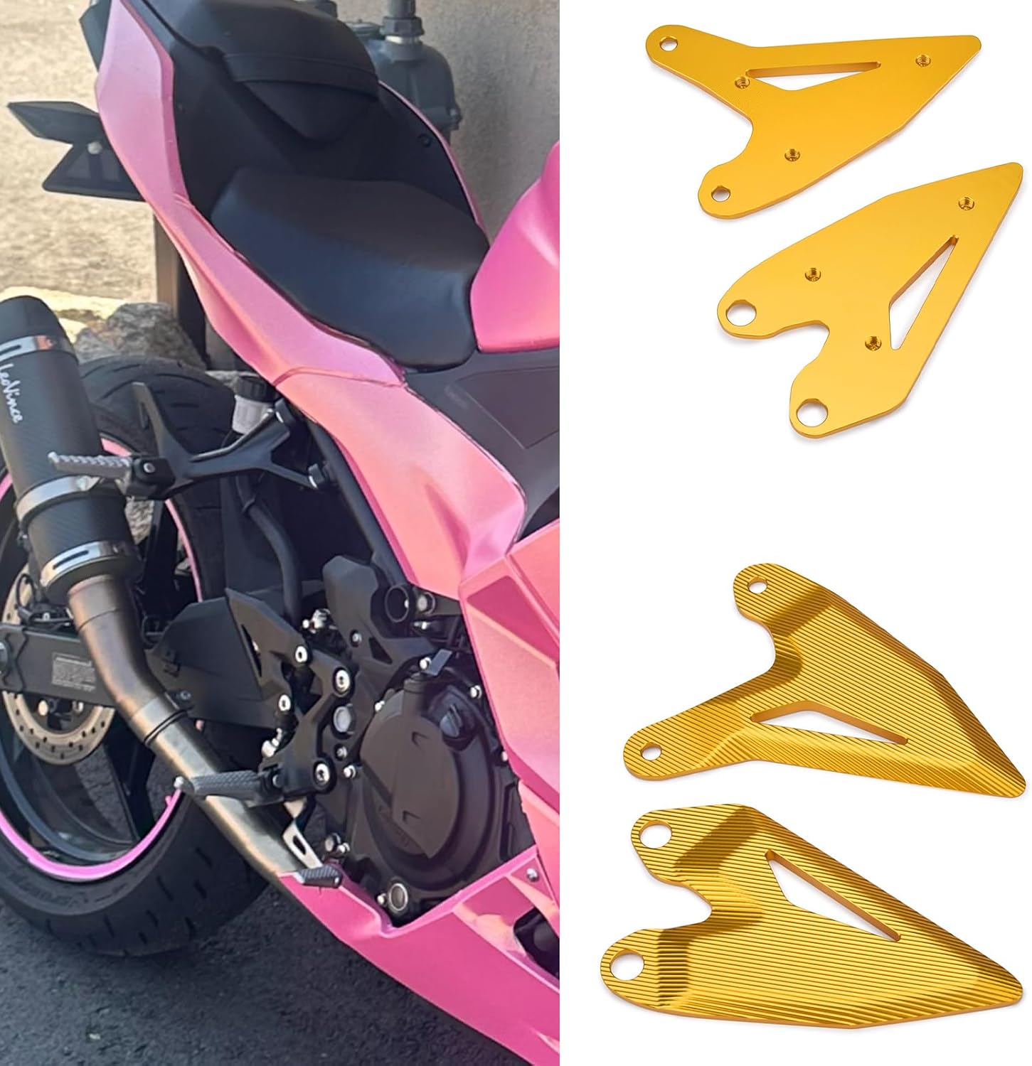 Motorcycle Accessories Rider Front Foot Peg Footrest Rear set Heel Plates Guard Protector (for Kawasaki Vehicle) NINJA400 Z400 NINJA 400 500 NINJA e-1 Z e-1 Z 7 HYBRID (Gold)