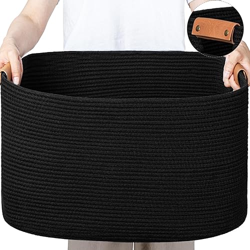 danpinera Cesta Tejida Grande, Cesta para Mantas de 108 L para Sala de Estar, Contenedor de Guardería para Organizar Juguetes y Ropa Sucia, Cesta de