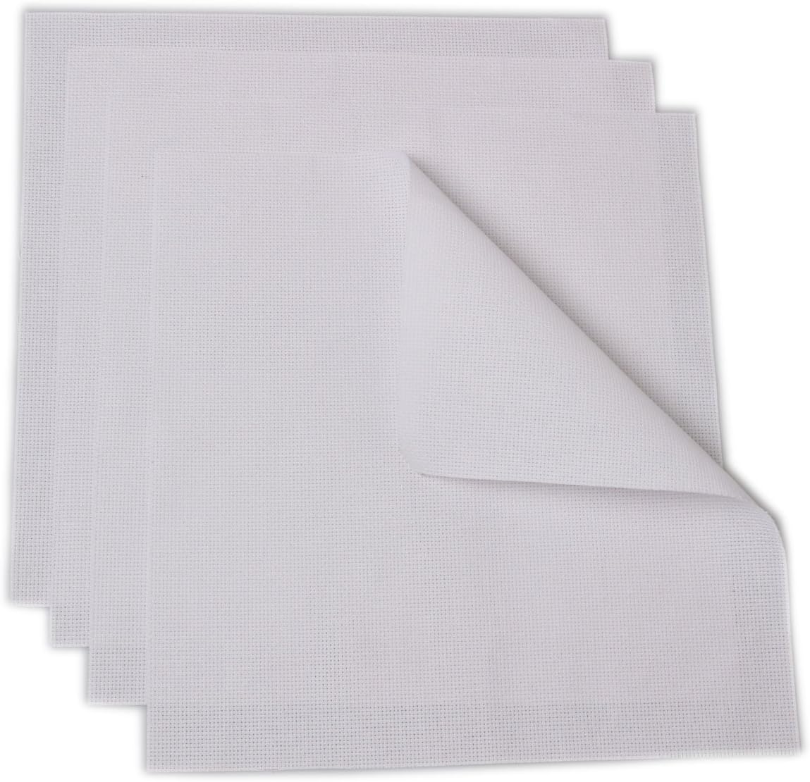 Aida Cloth 14 Count Cross Stitch Fabric,12 by 12-Inch for DIY - 4 Pieces （White）