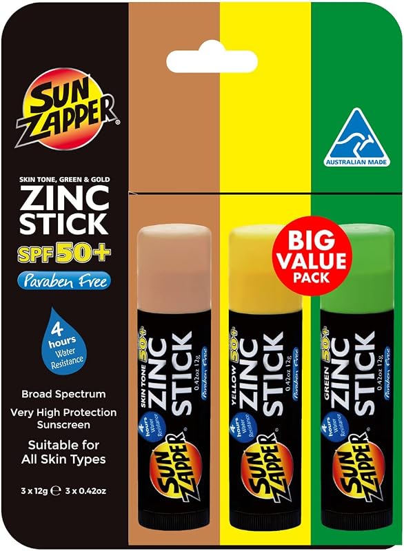 Sun Zapper Bastão de protetor solar facial FPS 50+ com 3 unidades de 12 g