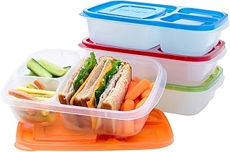 Easyboxes - Original Stackable Lunch Boxes - Reusable 3-Compartment Food Containers for Kids and Adults - Bento Lunch Box for Meal Prep, School, & Work - BPA Free, Set of 4 (Classic)