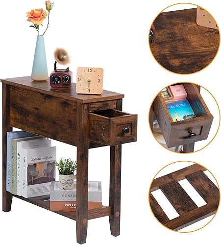 Miniatura 23 de Mesa auxiliar estrecha para espacios pequeños, color blanco, juego de 1, 24 pulgadas de largo x 8.5 pulgadas de ancho x 24 pulgadas de alto