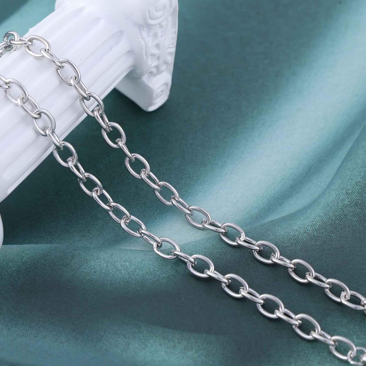 Andelaisi Punk Chunky Link Chain Necklace Double Heart Necklaces Thick Paperclip Chain Necklaces Choker Silver Open Heart Pendant Necklaces for Women - Image 7