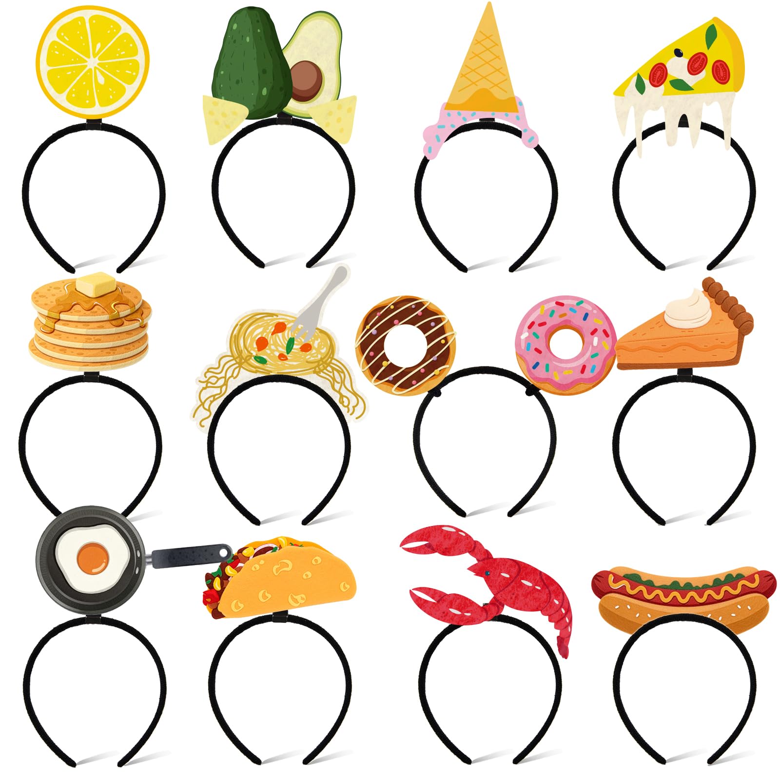 Winrayk 12 Pack Reusable Felt Headbands for Kids Men Women, Funny Hairband Bulk for Party Favors Decoration (Original Design)