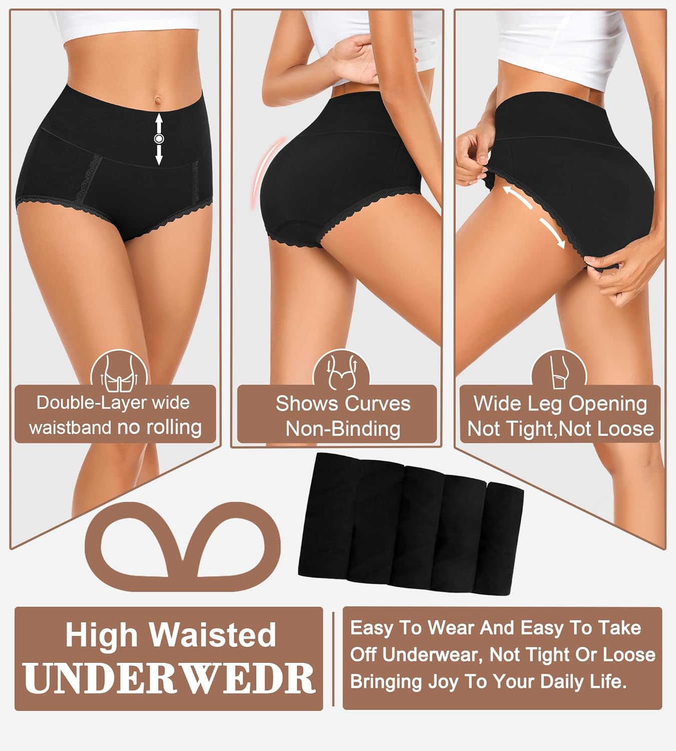 Cotton Underwear High Waisted Womens Full Coverage Ladies Comfy Panties (Regular & Plus Size) - Image 2