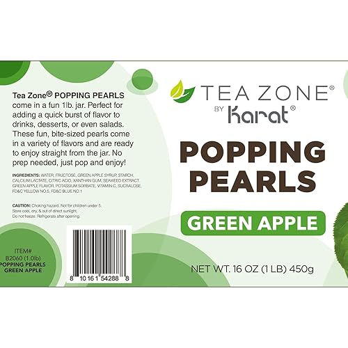 Vista 74 de Tea Zone Popping Pearls. Popping Boba, perlas negras con jugos saborizados, frasco de 7 Lb Azul (Arándano)