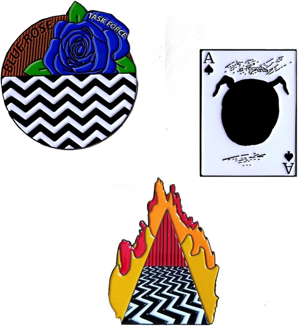 Twin Peaks Lapel Pin Set. Dougie Jones, Blue Rose, Evil Cooper Ace Card