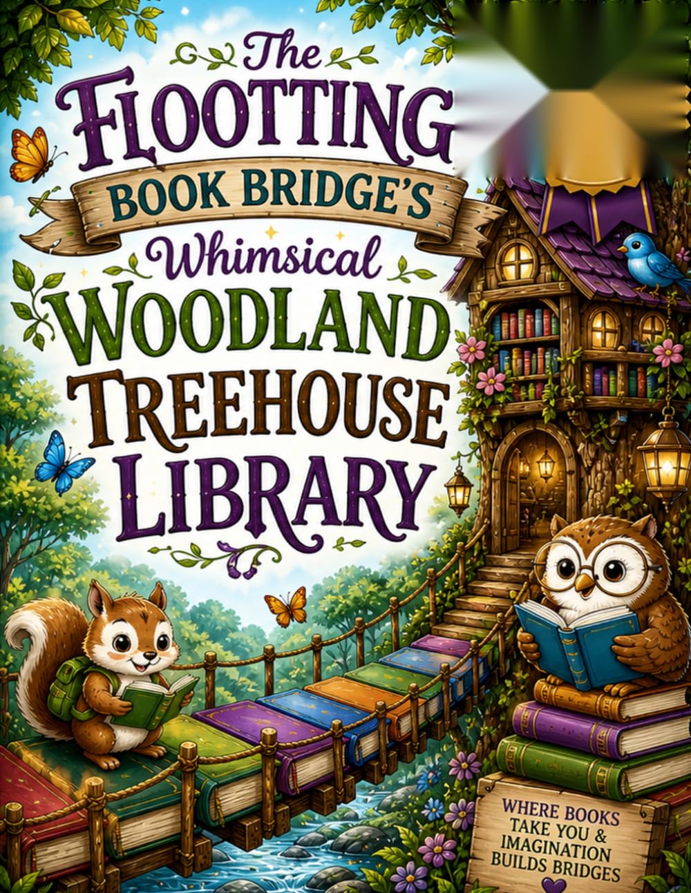The Floating Book Bridge's: Whimsical Woodland Treehouse Library
