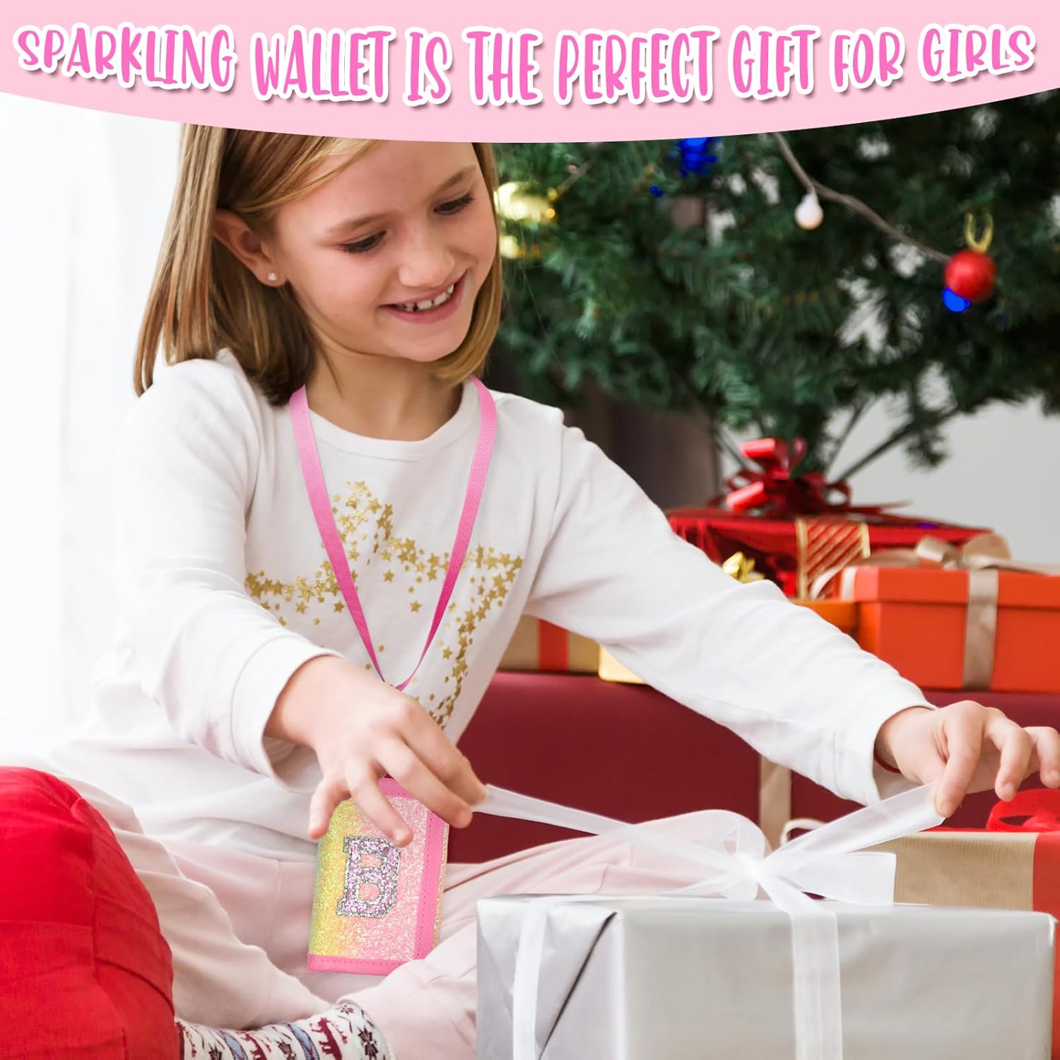 Cute Girls Wallet Initial, Kids Wallets for Girls, Toddler Wallet with Coin Pocket, Ages 3-14 Christmas Birthday Gifts - Image 3