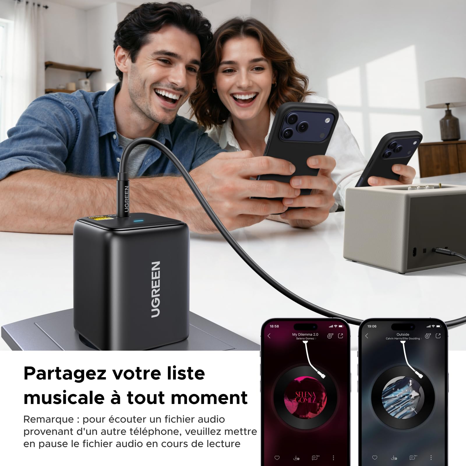 UGREEN Récepteur Bluetooth 6.0 LDAC Adaptateur Audio Bluetooth pour Chaîne HiFi Hi-Res Audio avec 3.5mm Connexion Alimentation Directement Branchable pour Haut-Parleur Amplificateur Faible Latence