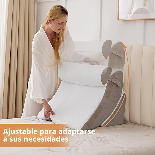 Miniatura 3 de Juego de 4 almohadas de cuña para después de la cirugía, almohada ortopédica de cuña para aliviar el dolor de espalda, sentarse en la cama,
