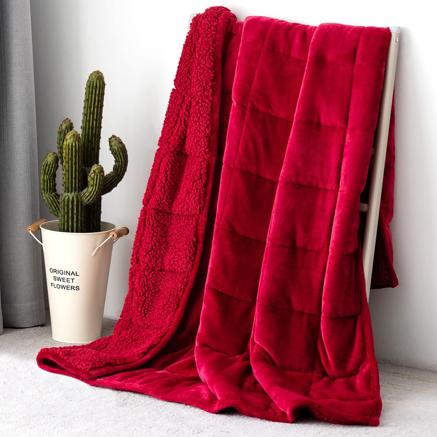 Topblan Sherpa Fleece Weighted Blanket 15lbs, Uniformed Color with