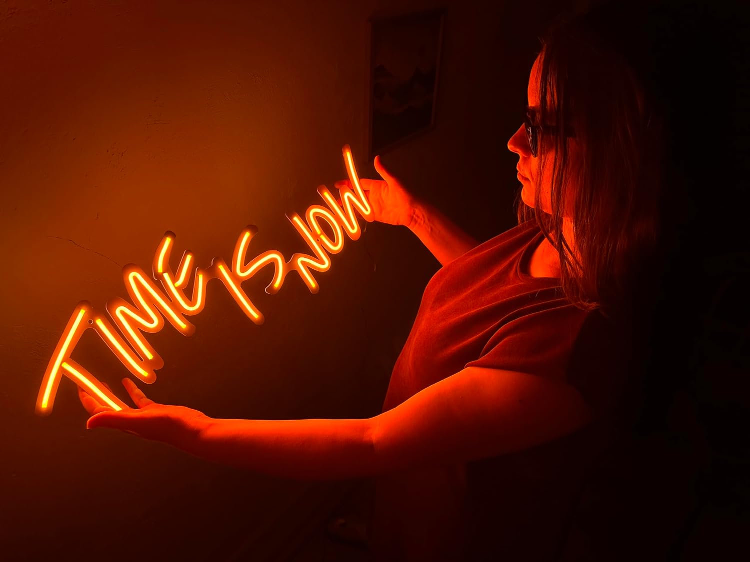 Time Is Now Neon Metal Wall Art, Led Sign, Neon Sign, Neon Light, Neon Decor, Neon Wall Art, Living Room Light, Quote Neon Sign, Motivate Signs (Without Remote Control)