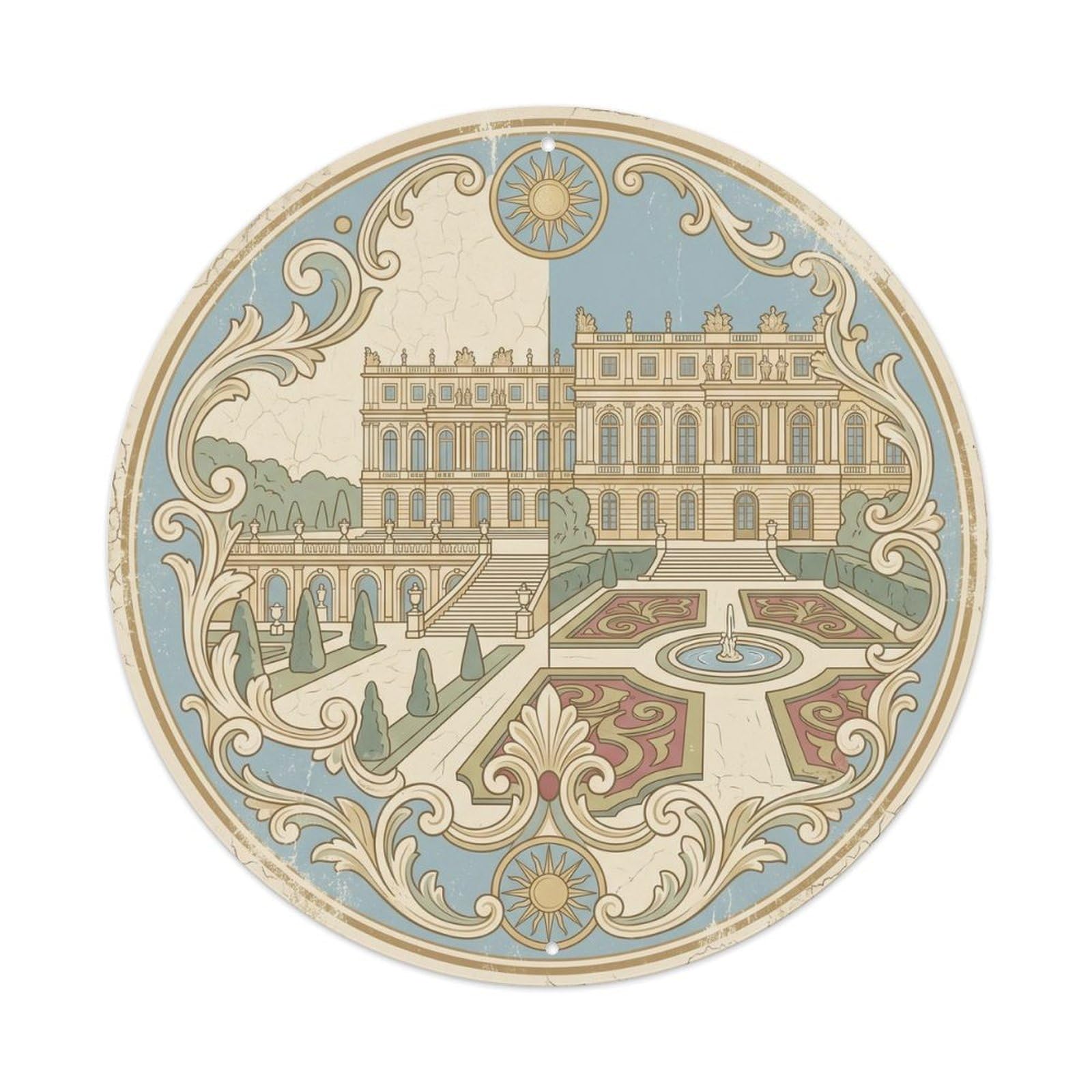 Vintage Travel Palace Austria Royal Metal Tin Sign Plaque Wall Decor for Cafe, Club, Garden Round Metal Poster 8x8Inch