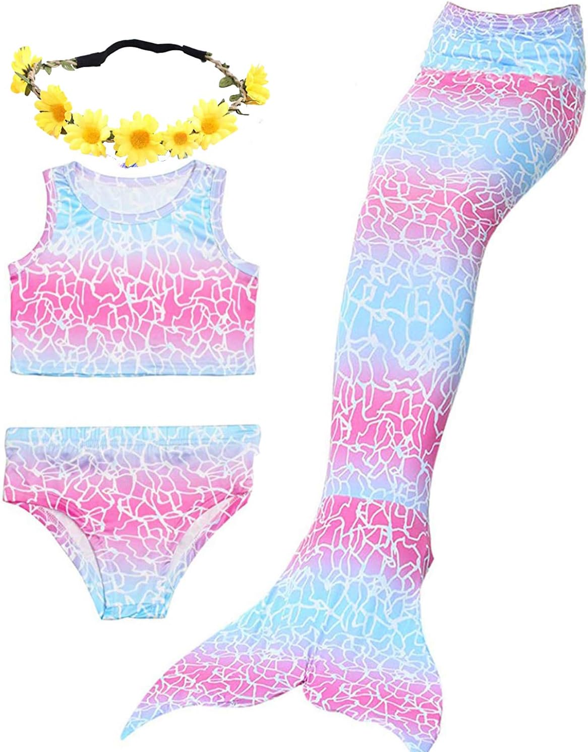 Camlinbo 3Pcs Girls Swimsuits Mermaid for Swimming Mermaid Costume Bikini Set for Big Girls Birthday Gift 3-12 Years : Clothing, Shoes & Jewelry
