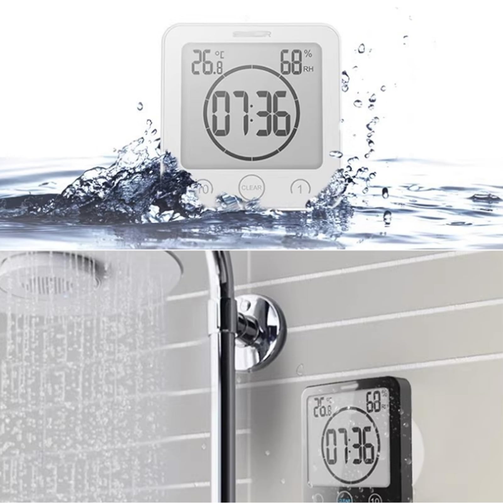 Geräuschloser Timer, Feuchtigkeitsthermometer,Weiß