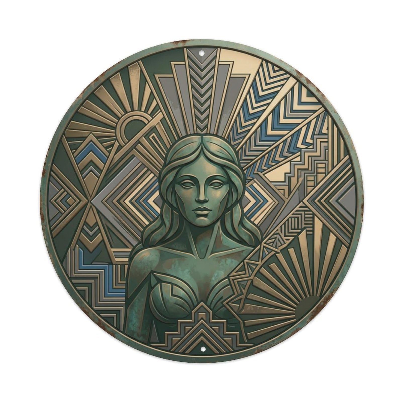 Copenhagen Macro Mermaid Travel Metal Tin Sign Plaque Wall Decor for Cafe, Club Bar, Office, Home Garden Round Metal Poster 8x8Inch