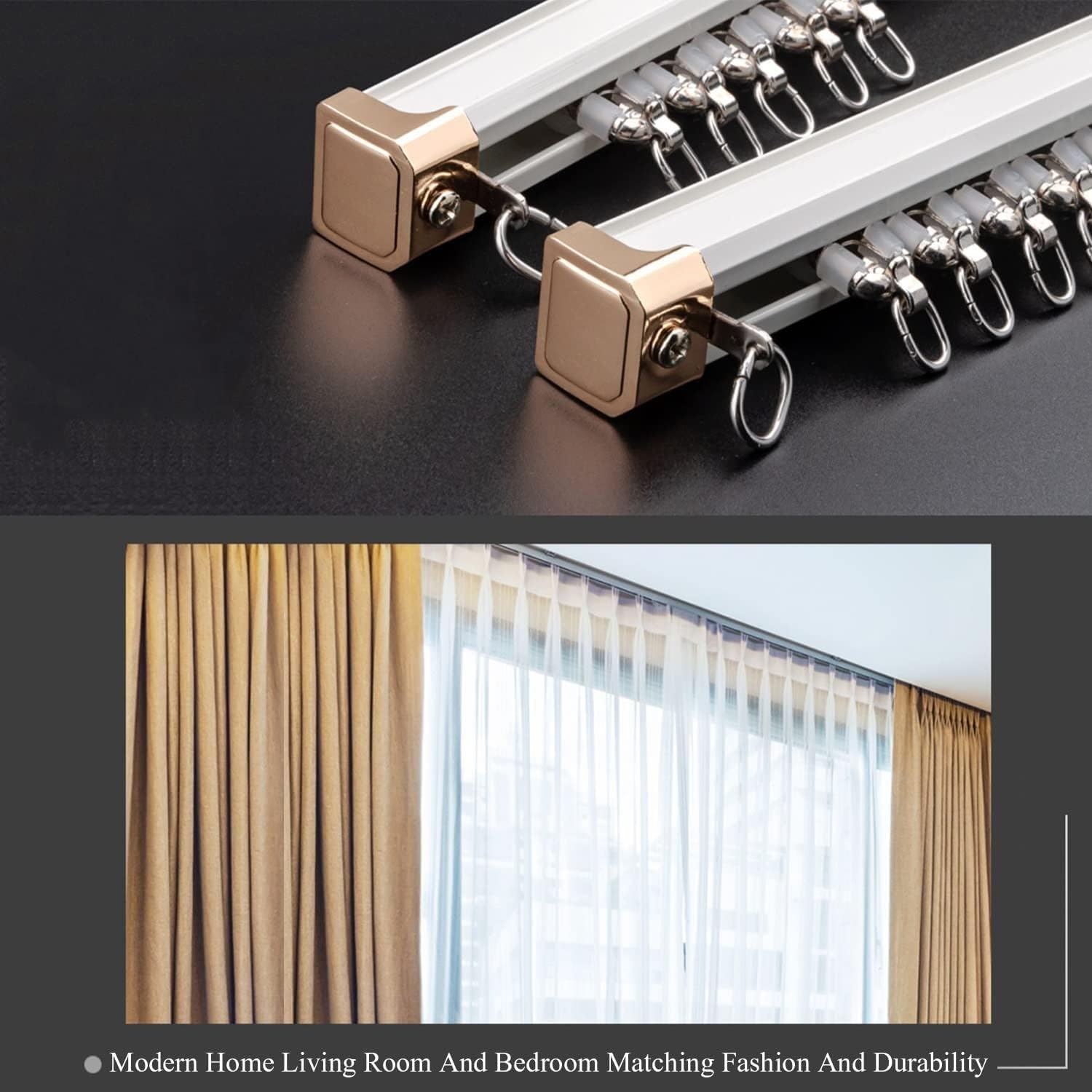 Sistema de barras de cortina y rieles de aluminio para montaje en techo, rieles de cortina y accesorios para ventanas corredizas de ducha, cortinas de caravana, soluciones divisoras de habitaciones