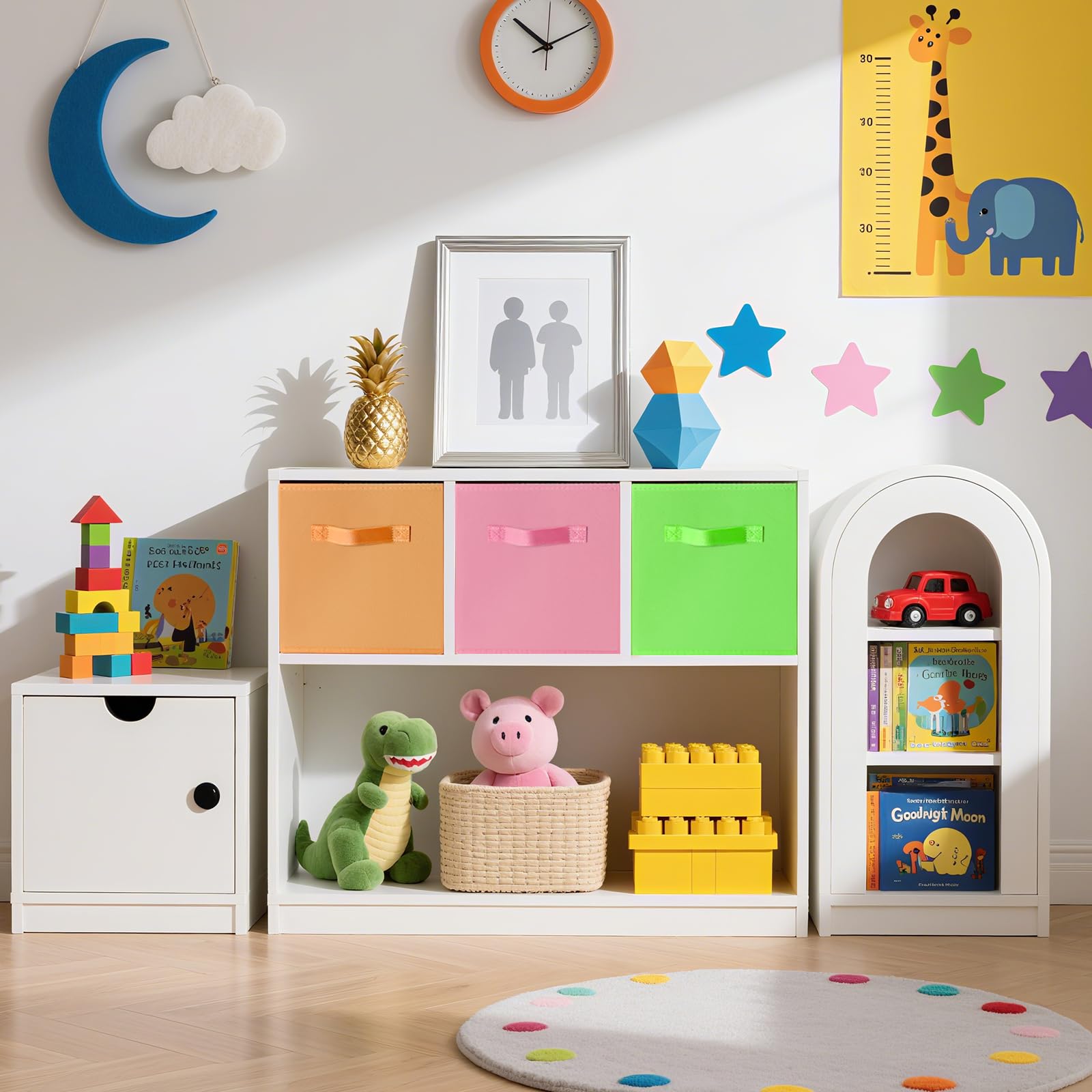 Collazoey 6 Piezas Cubos de Almacenamiento, Cajas Almacenaje con Asas, Plegables Vistoso Telas No Tejidas, 27 X 27 X 28 cm, Cajas Organizadoras para Guardar Hogar Ropa, Juguetes y Libros