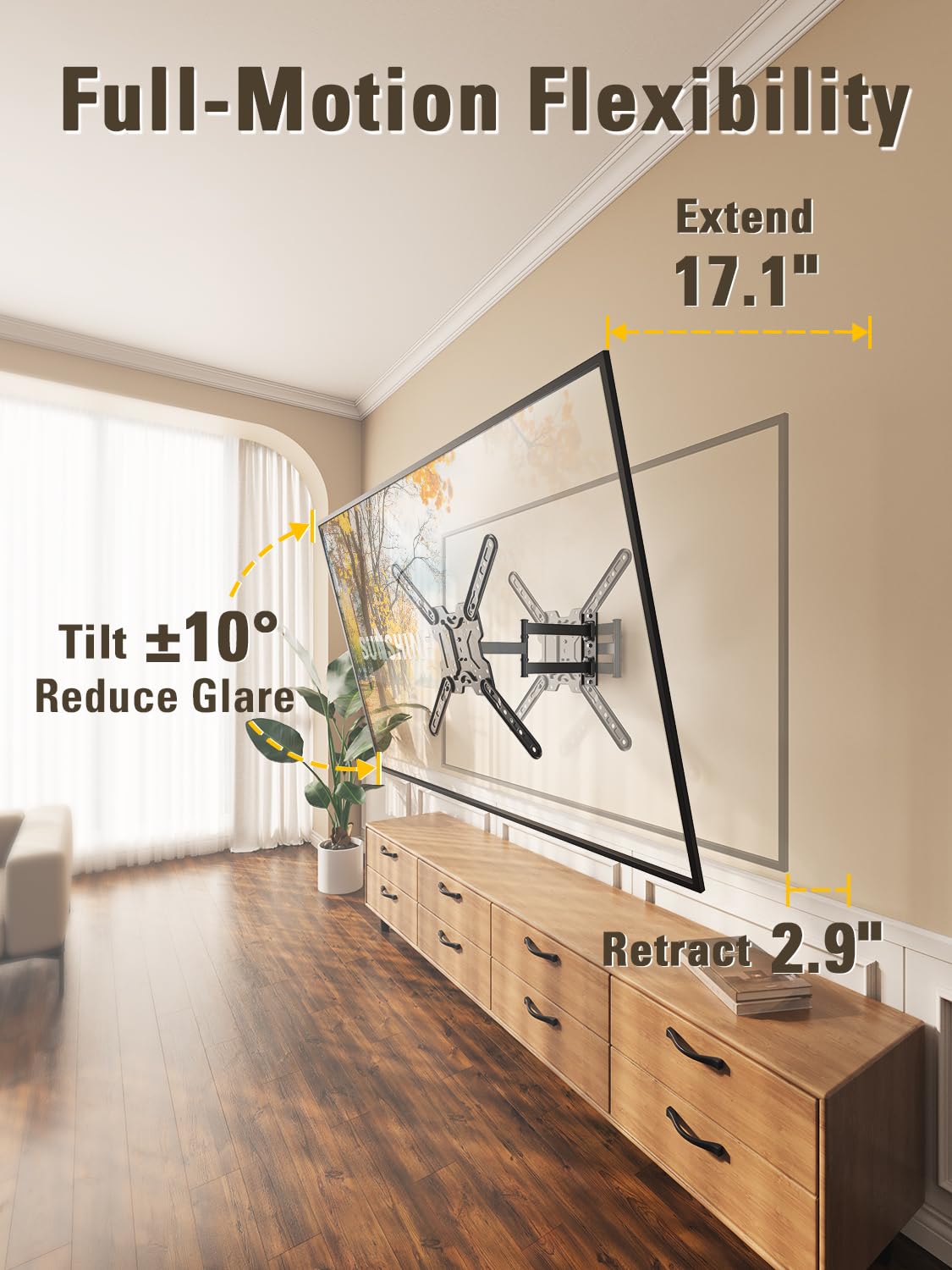 Mounting Dream UL Listed Full Motion TV Wall Mount for 32/43/50/55 Inch TVs — Amazon image 6
