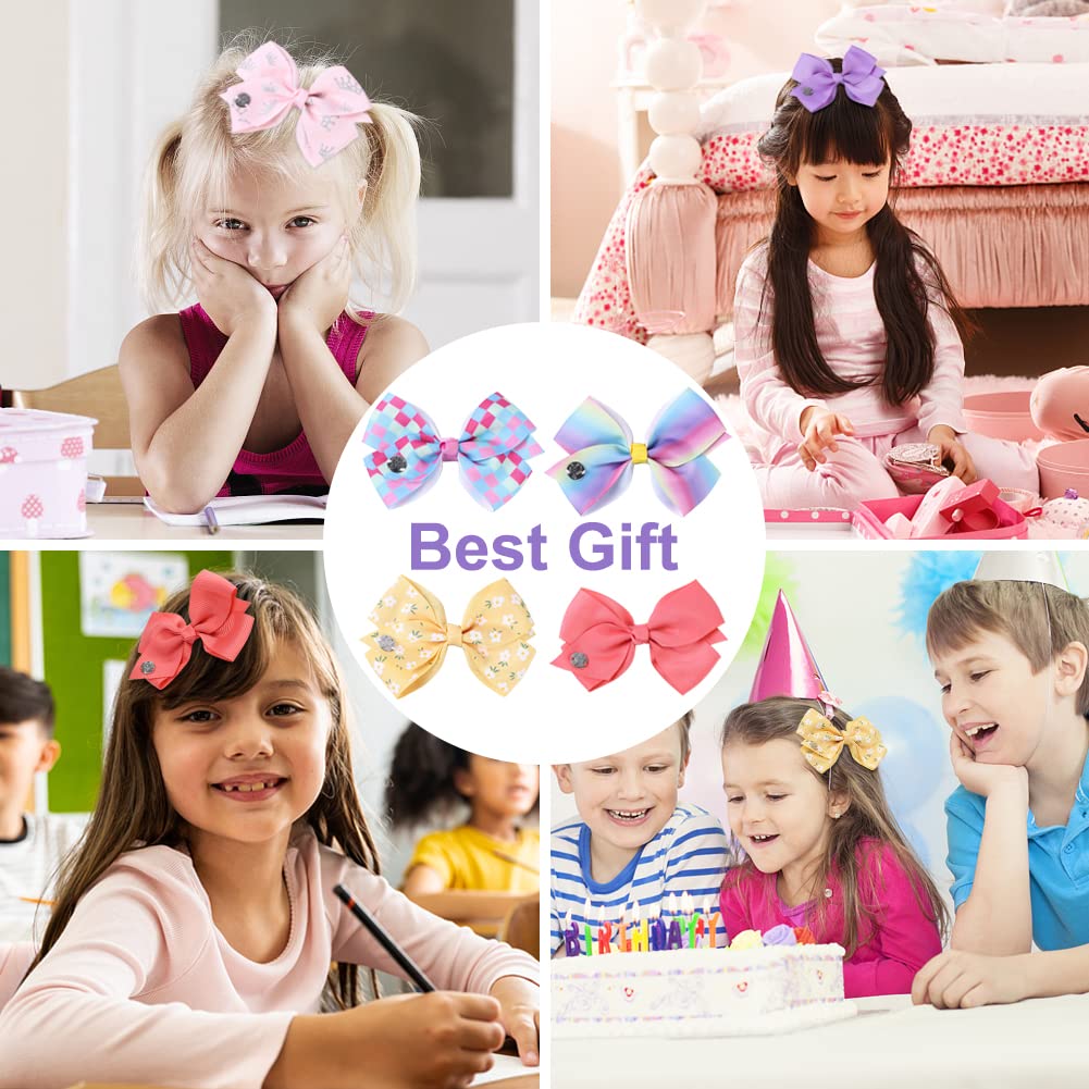 24pcs 5" Girls Hair Bows Alligator Clips Grosgrain Ribbon Big Bows Colorful Hair Barrettes Hair Accessories for Girls Toddlers Kids for Birthday Party Gifts Halloween Thanksgiving Christmas