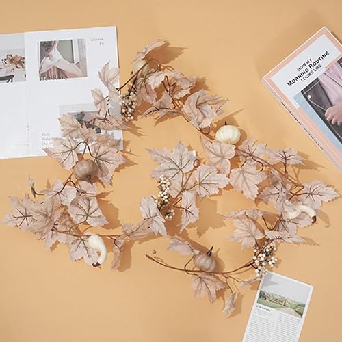 Miniatura 2 de Guirnalda de otoño de 5.6 pies, hojas de arce, calabazas, bayas, guirnalda de hojas de otoño para el hogar, decoración de mesas de otoño, decoración