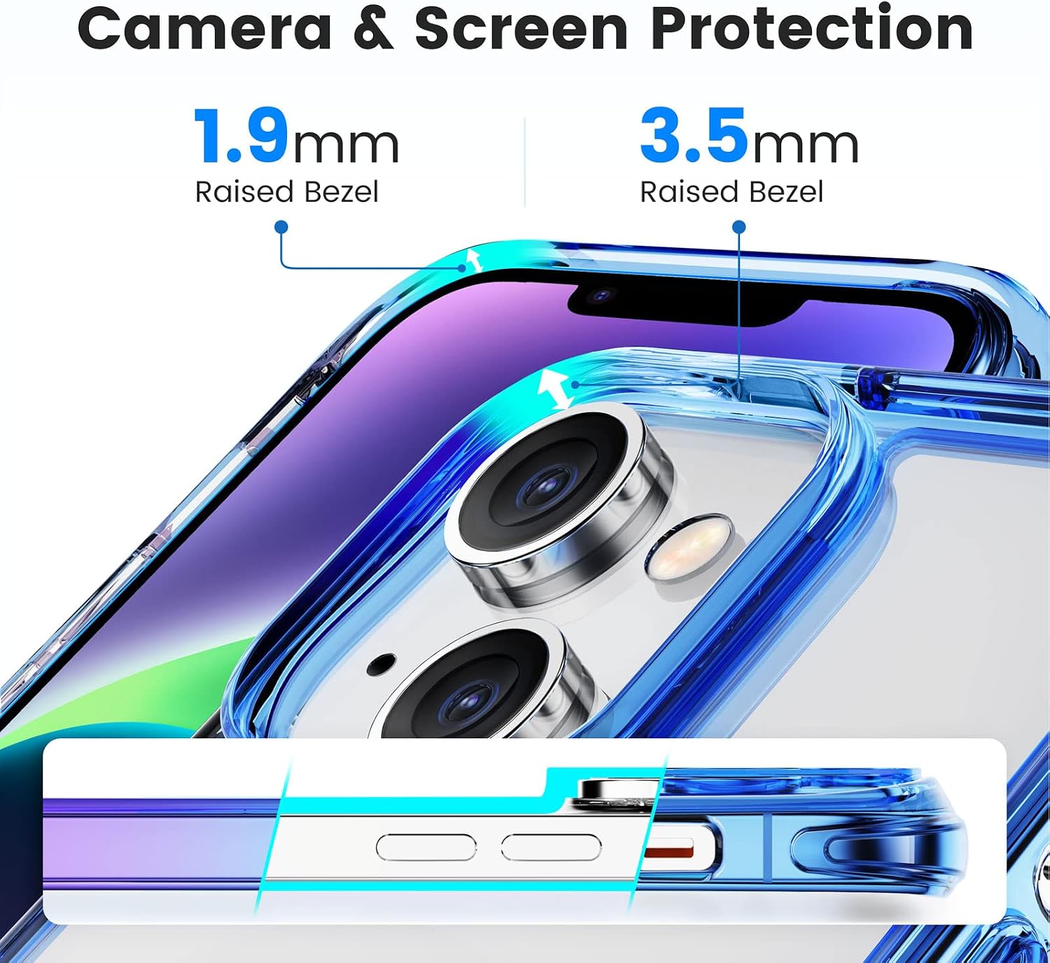 Mkeke Magnetic Designed for iPhone 14 Case for iPhone 13 Case Clear with Magsafe [Military Grade Drop Protection] [Not Yellowing] Shockproof Phone Case for Apple iPhone 13/14 - Purple Blue