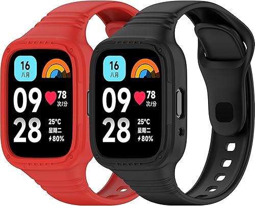Vista 24 de Chofit Compatible con Redmi Watch 3 Active/Watch 3 Lite correas con funda antigolpes, correa deportiva de repuesto ajustable de silicona para Redmi