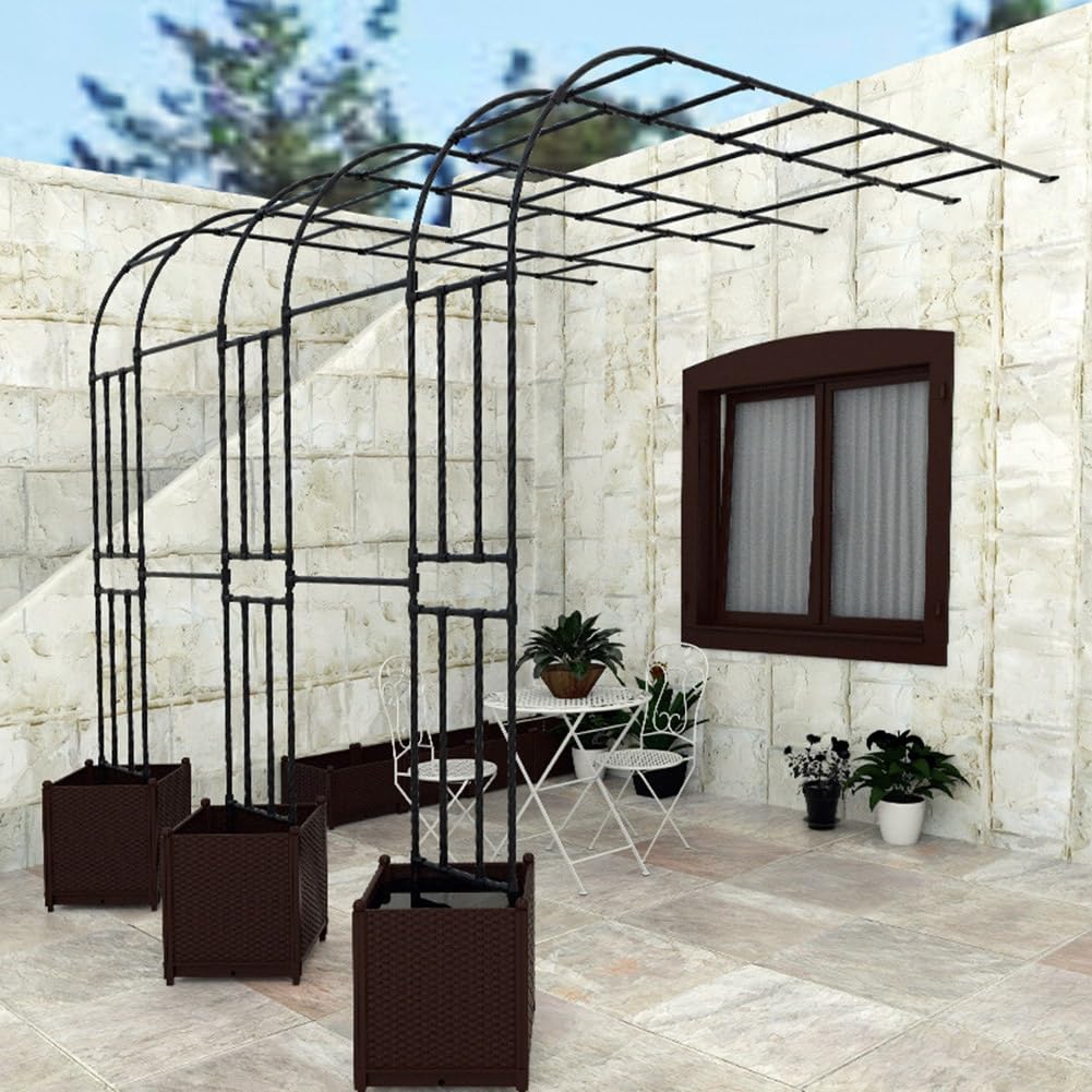 Halbe Seitige Wandgitterspalier aus weißem Metall, für den Außenbereich, Heimdekoration für Kletterpflanzen, stilvolle Hof- und Gartendekoration, 90 x 240 x 40 cm