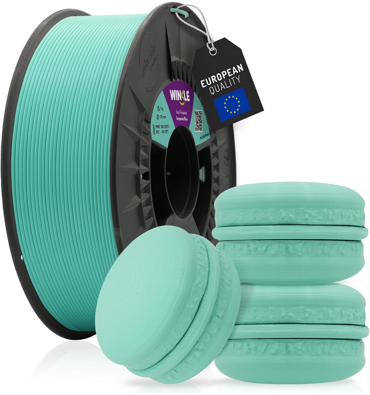 PLA HD 1.75 3D Printer Filament WINKLE, 1 KG Spool, High Definition PLA, Dimensional Accuracy +/- 0.03 mm - Green Macaron Color