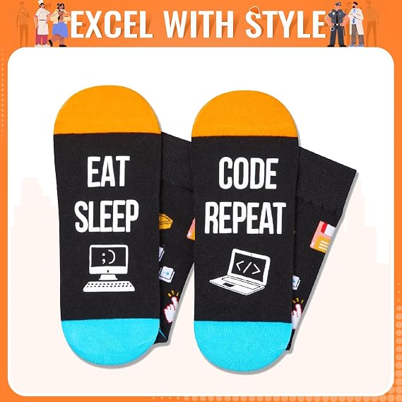 HAPPYPOP Funny Gifts for Women Men - Socks for Cook Baker Coder Cop, Birthday Gift Idea