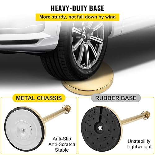 Miniatura 5 de VEVOR Juego de 8 puntales de control de multitudes, juego de puntal con cuerda de terciopelo rojo de 5 pies, barrera de control de multitudes dorada
