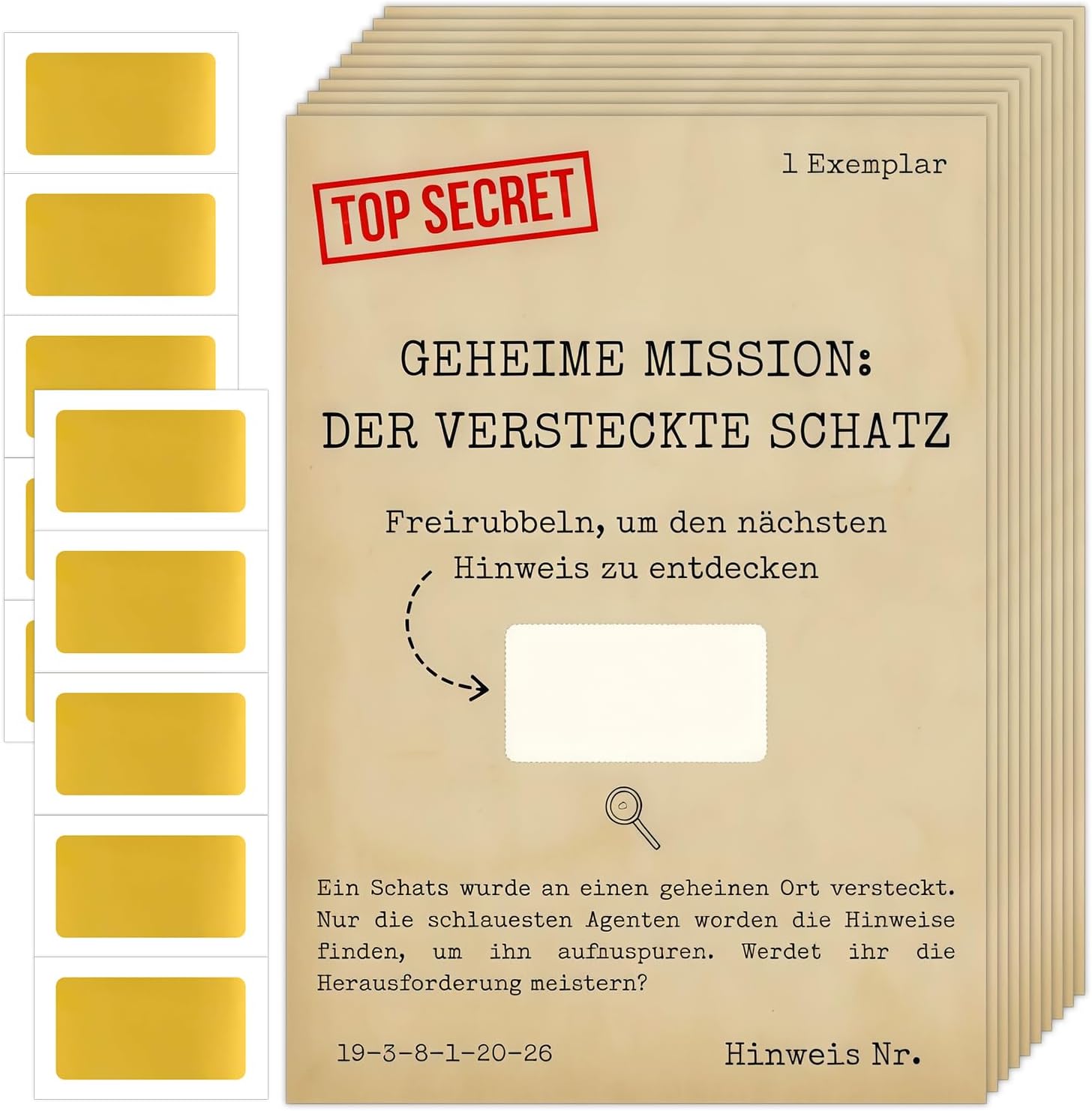 BLNC Treasure Hunt Game, Search and Find Activity Set with 10 DIY Challenge Cards for Indoor and Outdoor Holiday Party