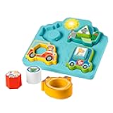 Fisher-Price Baby Sorting Toy Shapes & Sounds Vehicle Puzzle with Music & Lights for Fine Motor Play, Ages 9M+