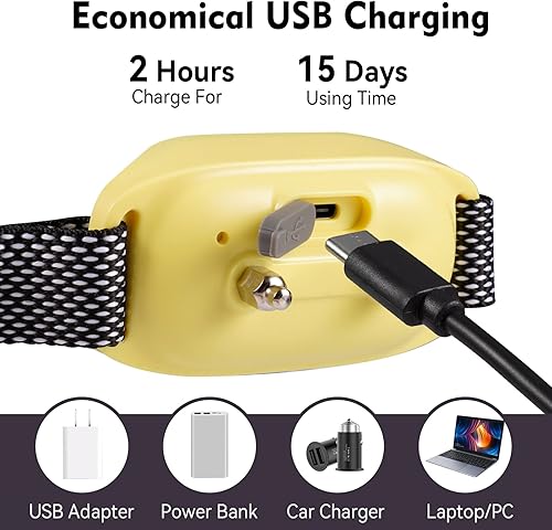 Miniatura 6 de Collar antiladridos para perro, collar de entrenamiento antiladridos con pitido de vibración de choque, collar recargable con 5 sensibilidades