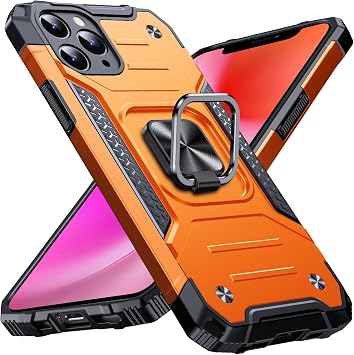 Anqrp Armor Mobile Phone Case for iPhone 11 Pro Case with Ring Holder Stand Military Grade Drop Protection Shockproof Protective Case Compatible with iPhone 11 Pro Case Arancione